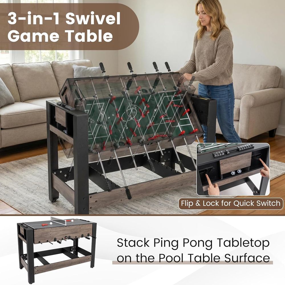 3-in-1 Swivel Game Table, 49'' - Table Tennis Or Tennis Table avis et prix